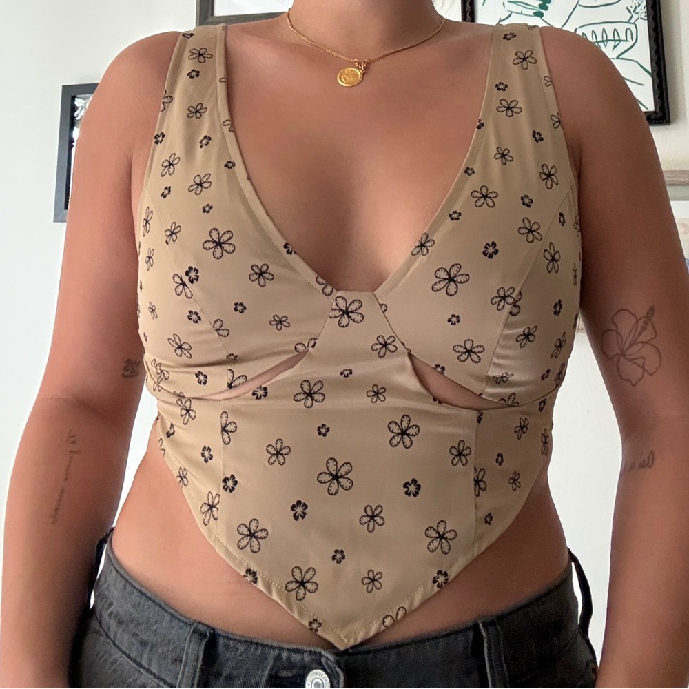 Floral Brown Crop Top